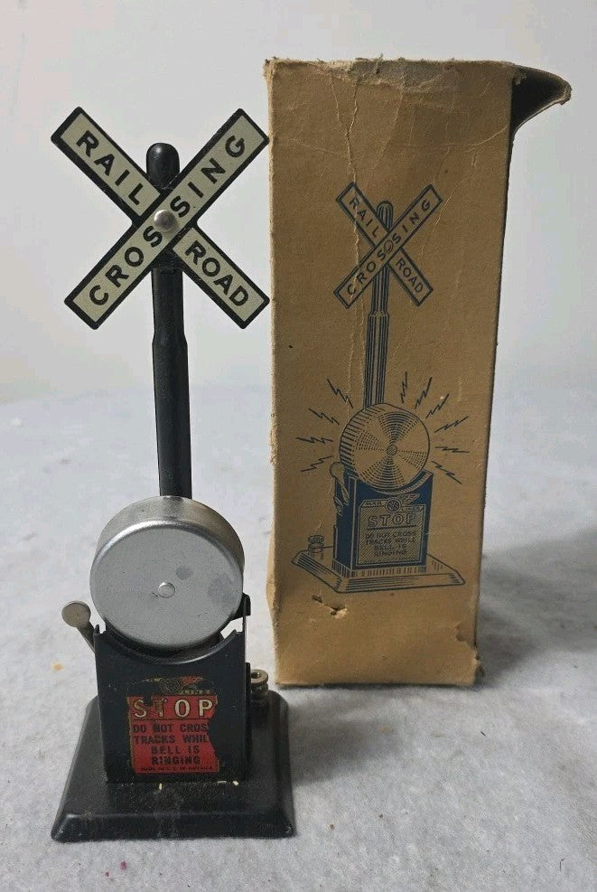 Marx 418 Railroad Crossing Signal Ringing Bell With Original Box O Gauge