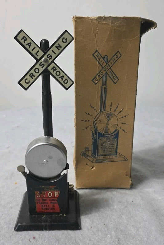 Marx 418 Railroad Crossing Signal Ringing Bell With Original Box O Gauge