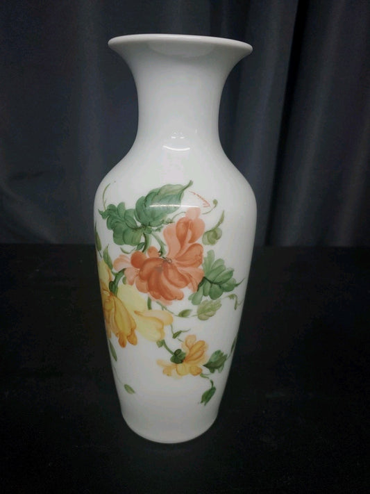 VINTAGE Kaiser Lauriane Golden Crown E & R FLORAL VASE 10"