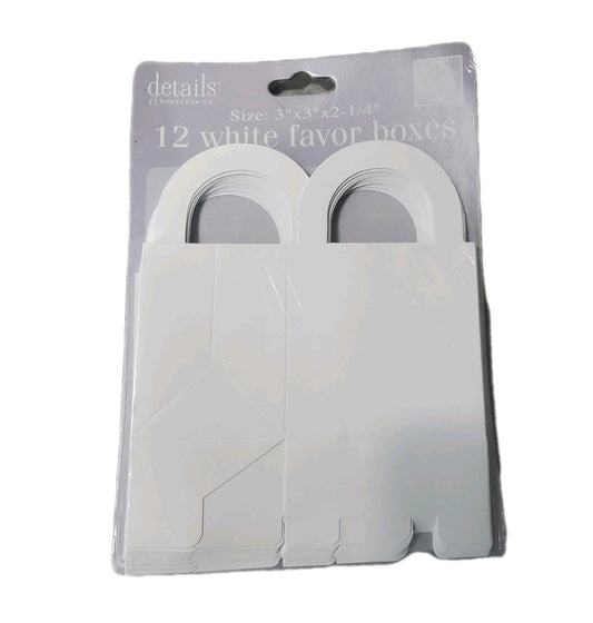 Details & Accessories 12 White Favor Boxes Size 3"×3"  ×2-1/4"