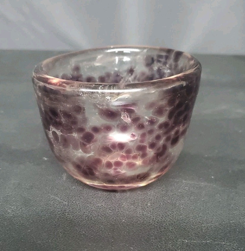 Vintage Hand Blown Spotted Art Glass Vase Candle Holder