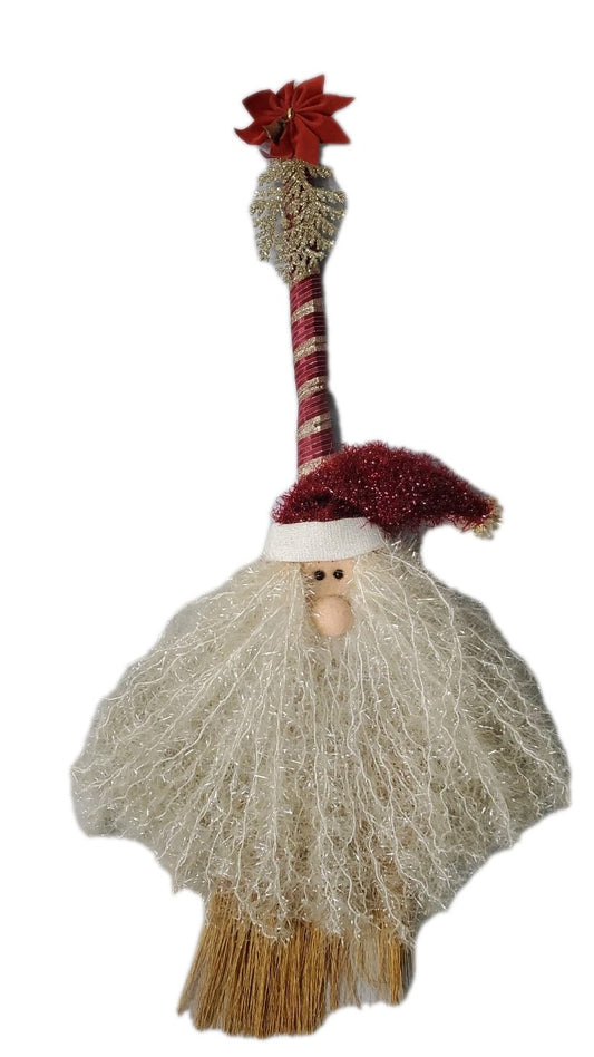 Vintage Santa On Broom Decoration 23"