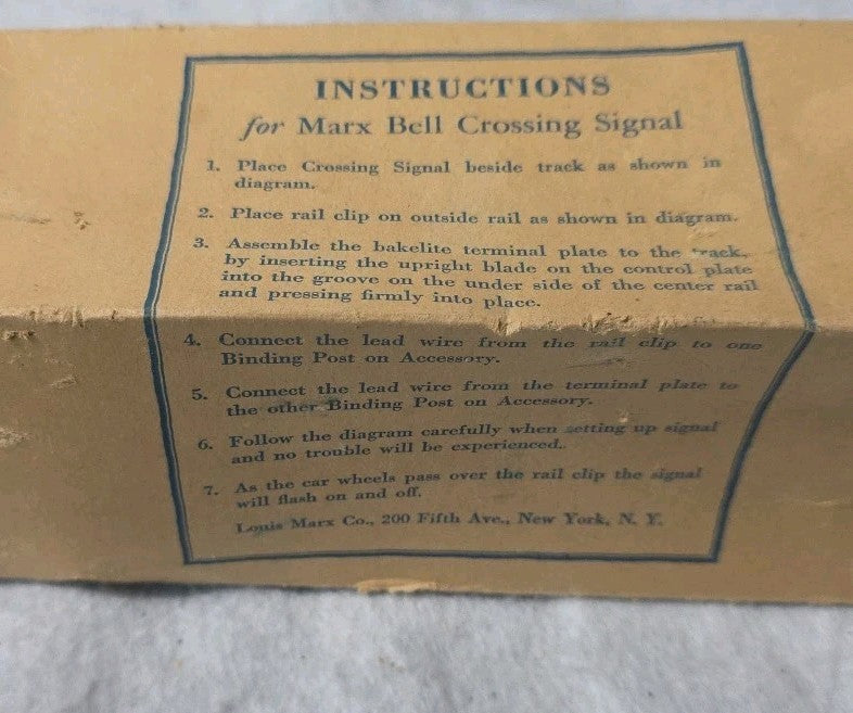 Marx 418 Railroad Crossing Signal Ringing Bell With Original Box O Gauge