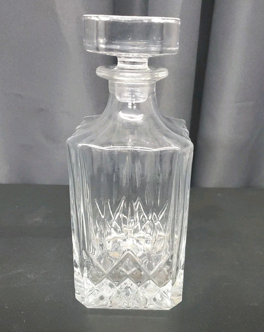 Vintage Heavy Cut Glass Decanter For Whiskey Bourbon Etc.