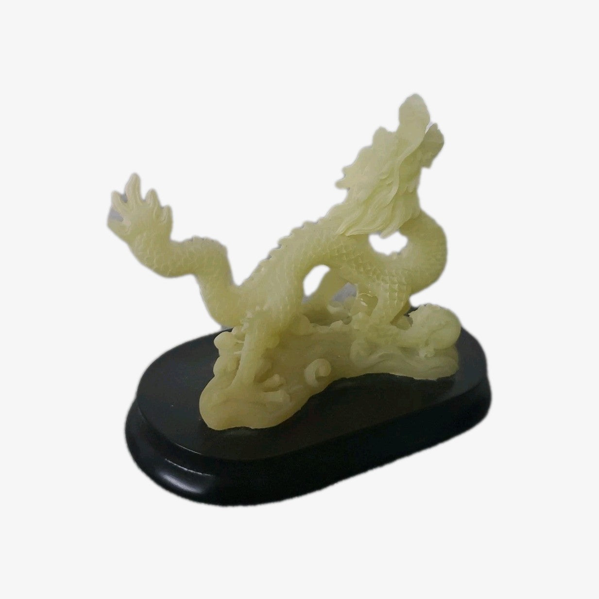 Vintage Jade Green Dragon Statue 4"
