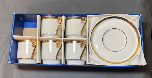 Vintage Retro Style Espresso Coffee Cups with Saucers 11 Pieces Japan