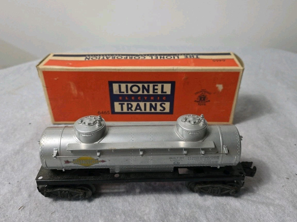 Lionel #6465 "Sunoco" 2-Dome Tank Car with Original Box (O Gauge Postwar) 48-49 