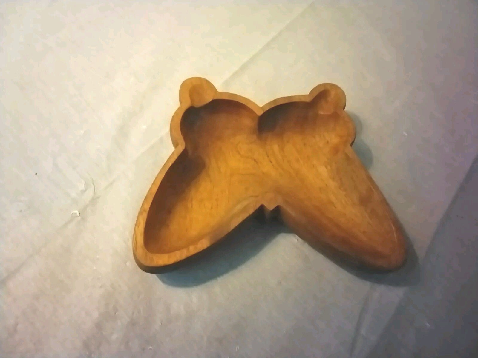 Mid century modern Wooden Hand Carved  Butterfly Dish Bowl From Haiti