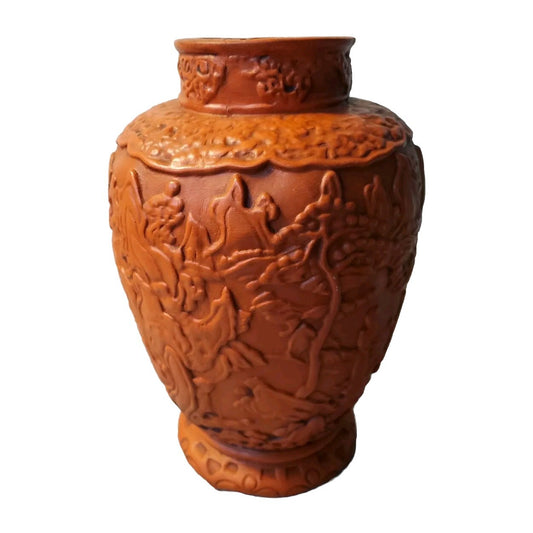 Vintage Arners Ceramic Red Asian Characters  Urn  Without Lid
