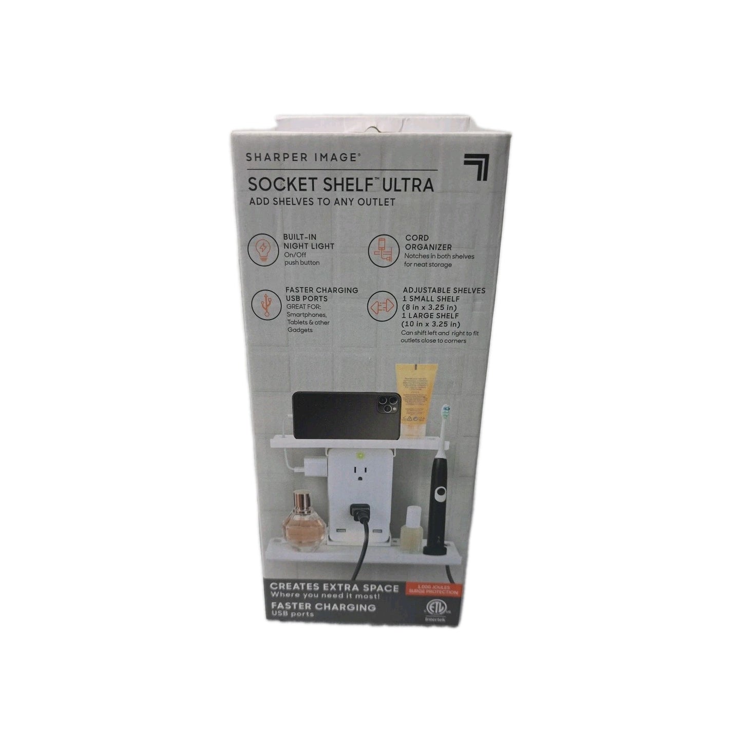 Sharper Image Socket Shelf Ultra  White