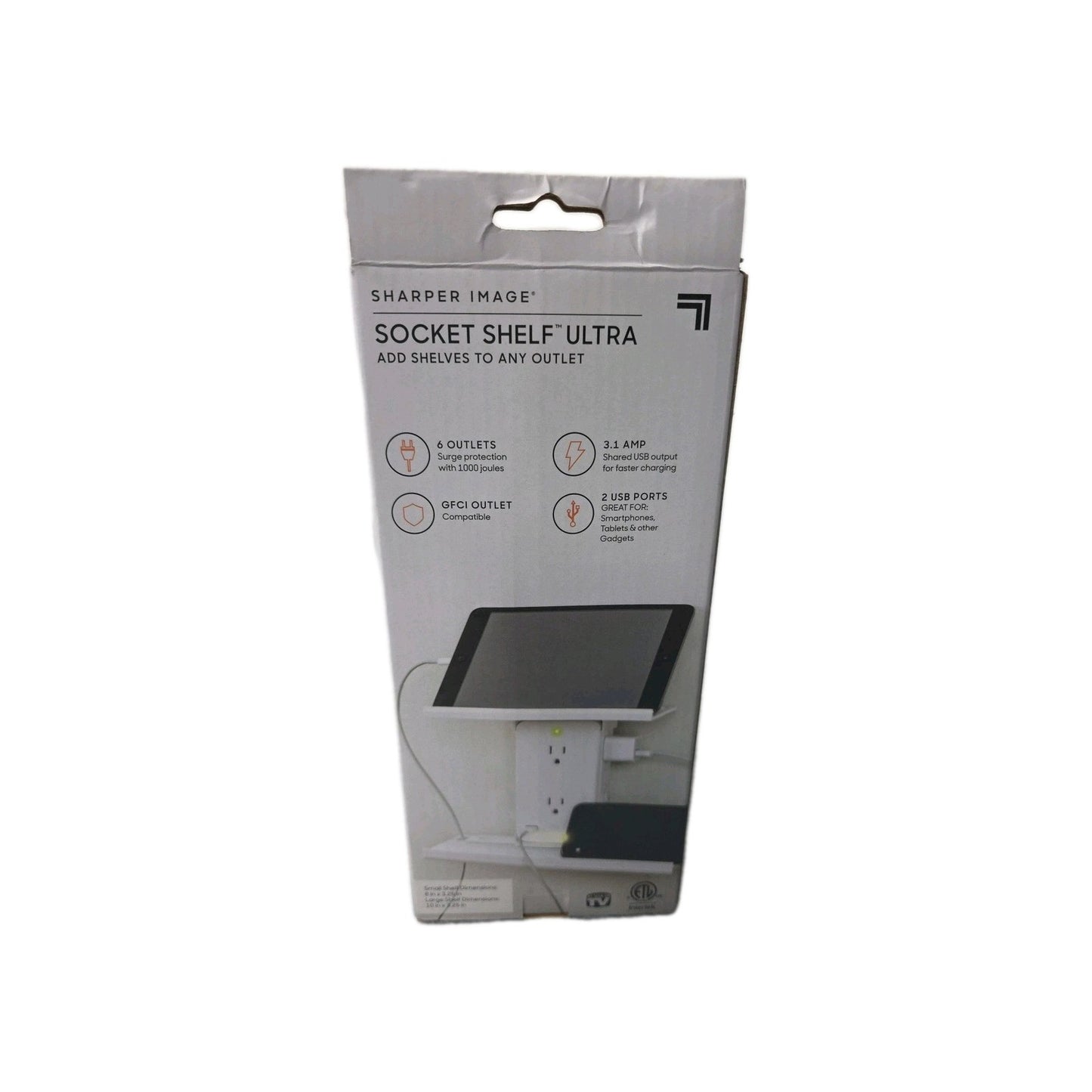 Sharper Image Socket Shelf Ultra  White