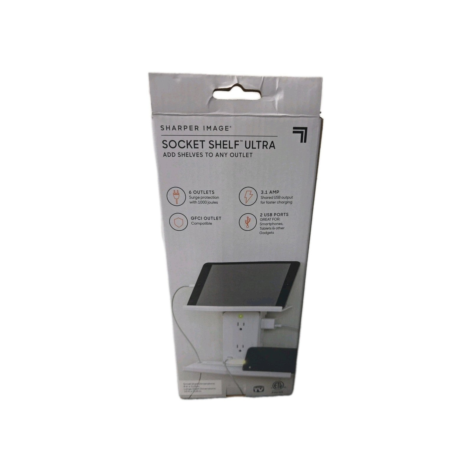 Sharper Image Socket Shelf Ultra  White