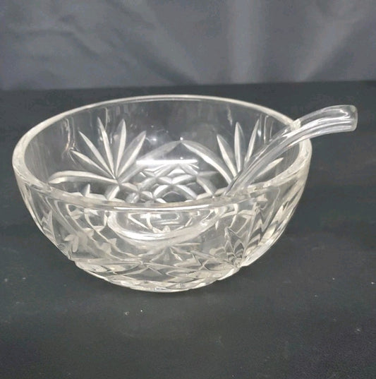 Vintage Glass Serving Dish/Bowl With Spoon