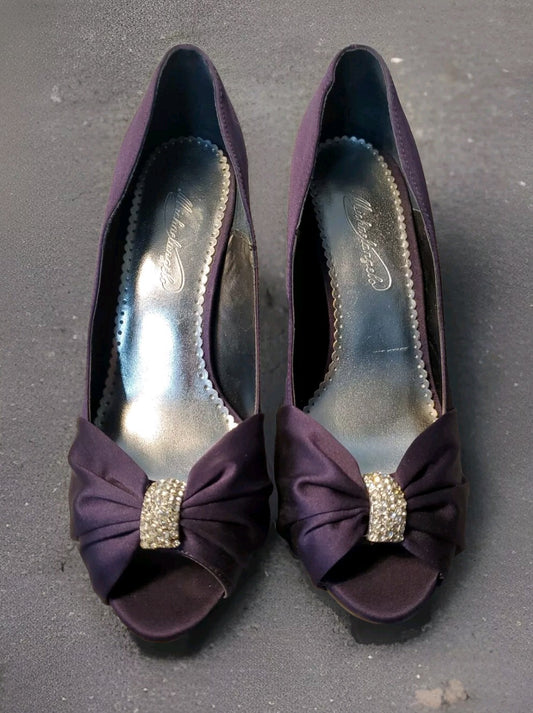 Michaelangelo Diana Lapis Open Toe Wedding Prom Heels Size 9 Dark Violet