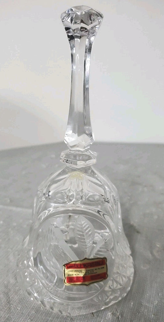 Over 24% Echt Bleikristall Crystal Bell 8" Tall Made In W. Germany Brid  Design 