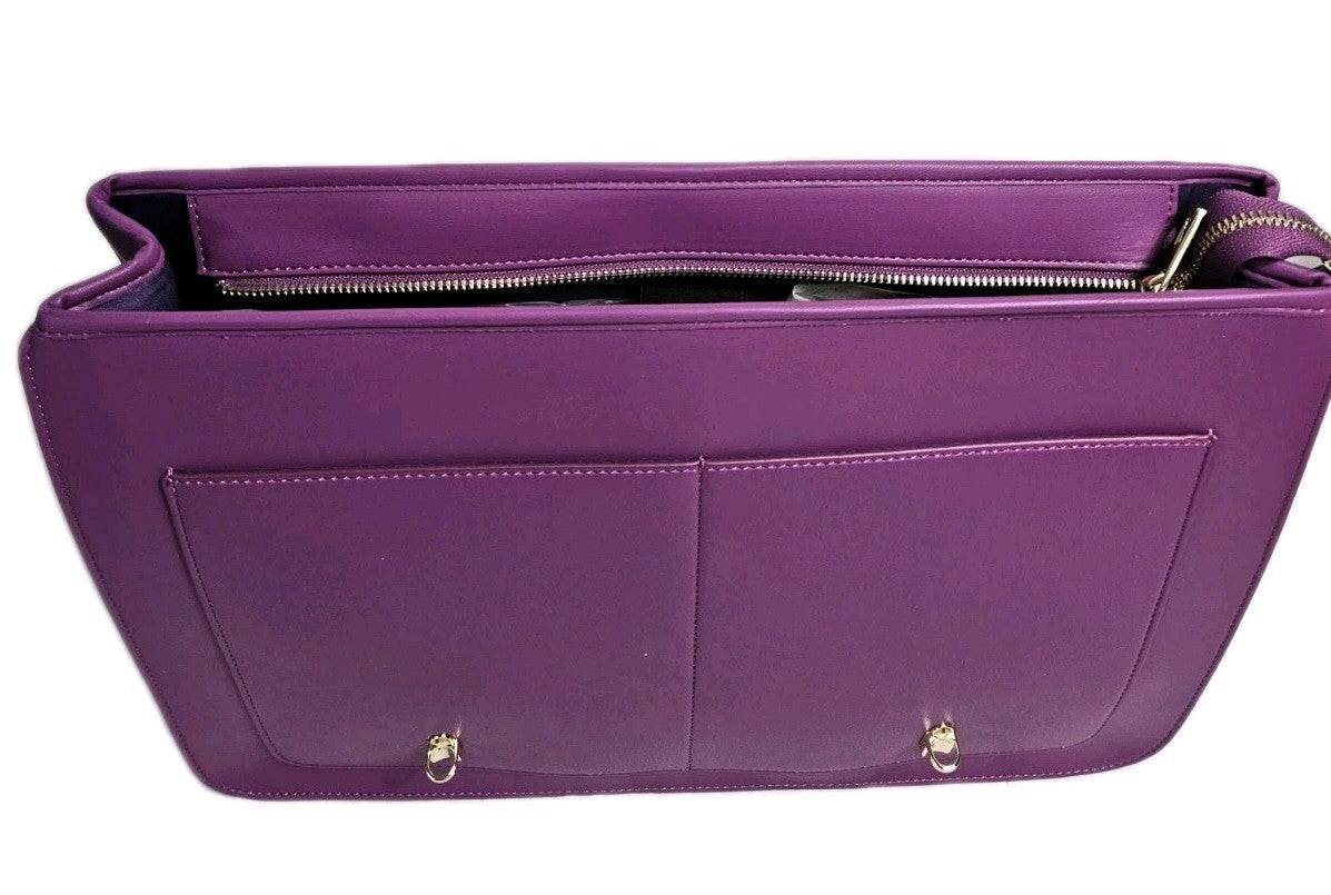 NEW - Olbali Vegan Leather Purple Brief Bag / Laptop Carrying Tote W/ Dust Bag
