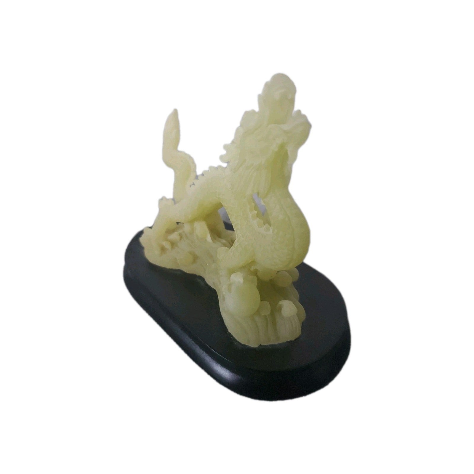 Vintage Jade Green Dragon Statue 4"