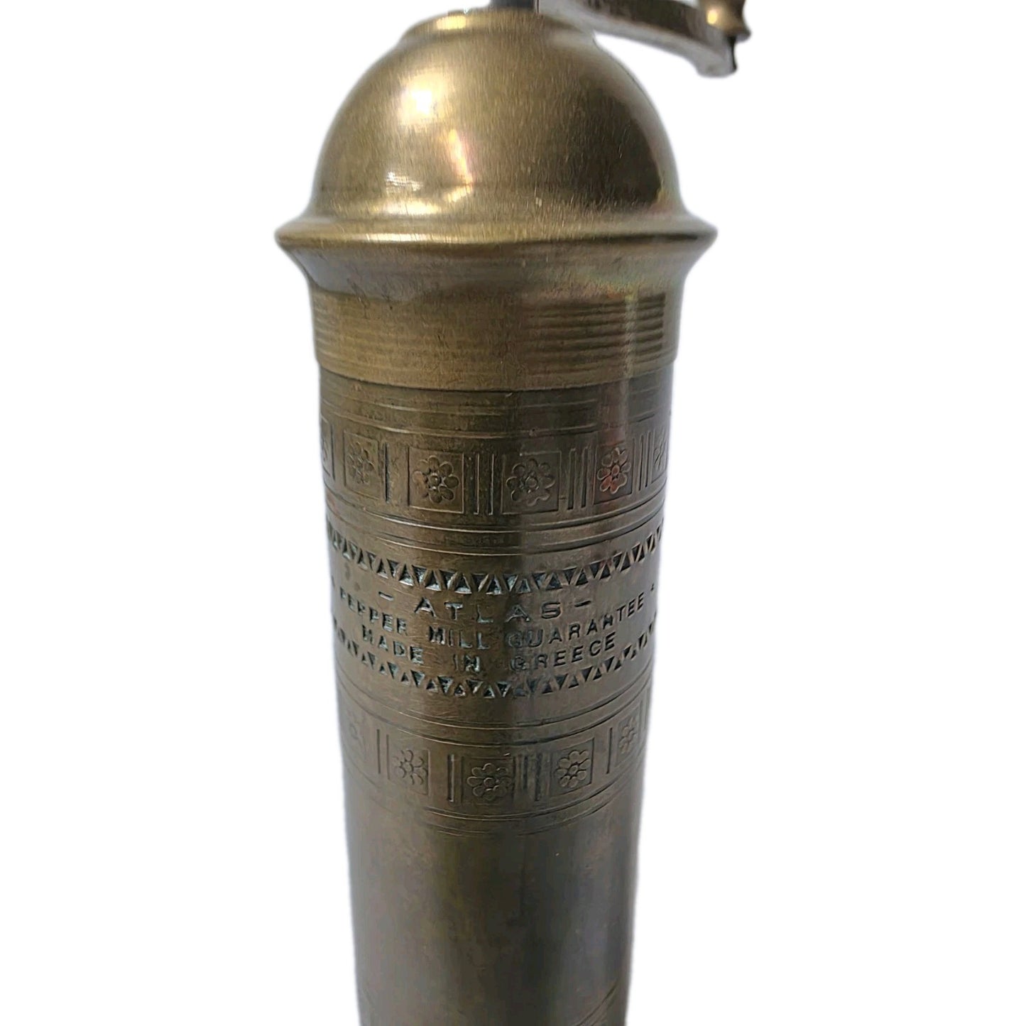 Vintage Atlas pepper mill made in greece brass Amazing Patina