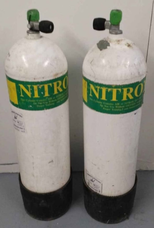 Two Nitrox 2700psi plus 130 cubic foot hand spun galvanized scuba tanks