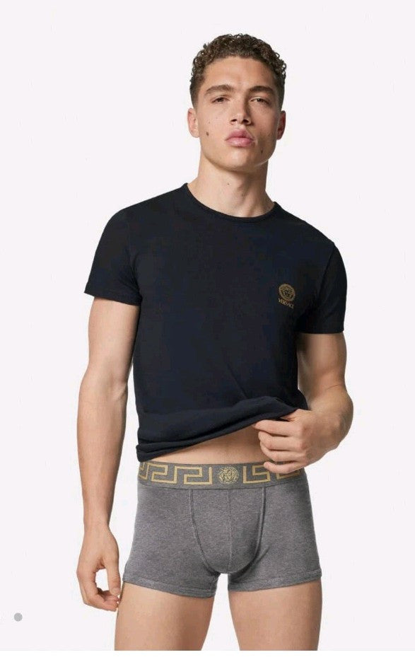 Versace Greco Boarder Grigio Boxer Briefs Mens Sz 3 (US XS) Authentic NIB